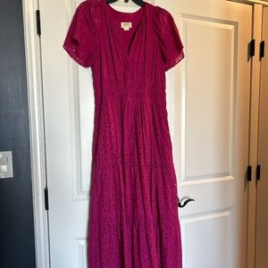 Bright Pink Maeve Eyelet Maxi dress